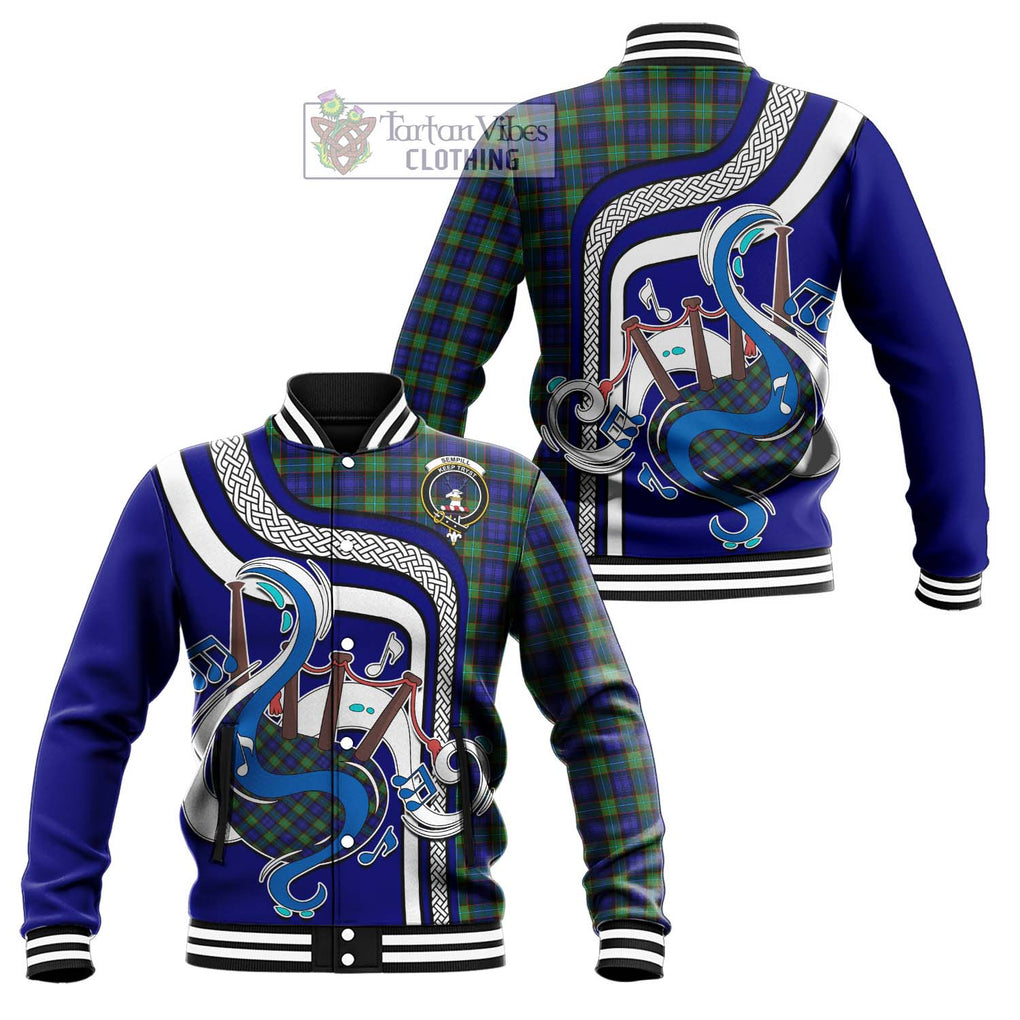 Tartan Vibes Clothing Sempill Modern Tartan Baseball Jacket with Epic Bagpipe Style