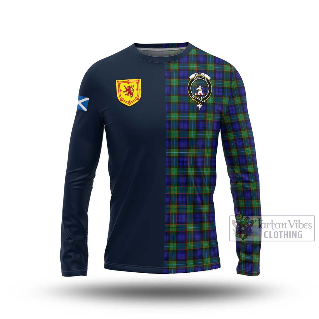 Tartan Vibes Clothing Sempill Modern Tartan Long Sleeve T-Shirt with Scottish Lion Royal Arm Half Style