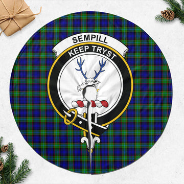 Sempill Modern Tartan Christmas Tree Skirt with Family Crest