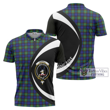 Sempill Modern Tartan Zipper Polo Shirt with Family Crest Circle Style