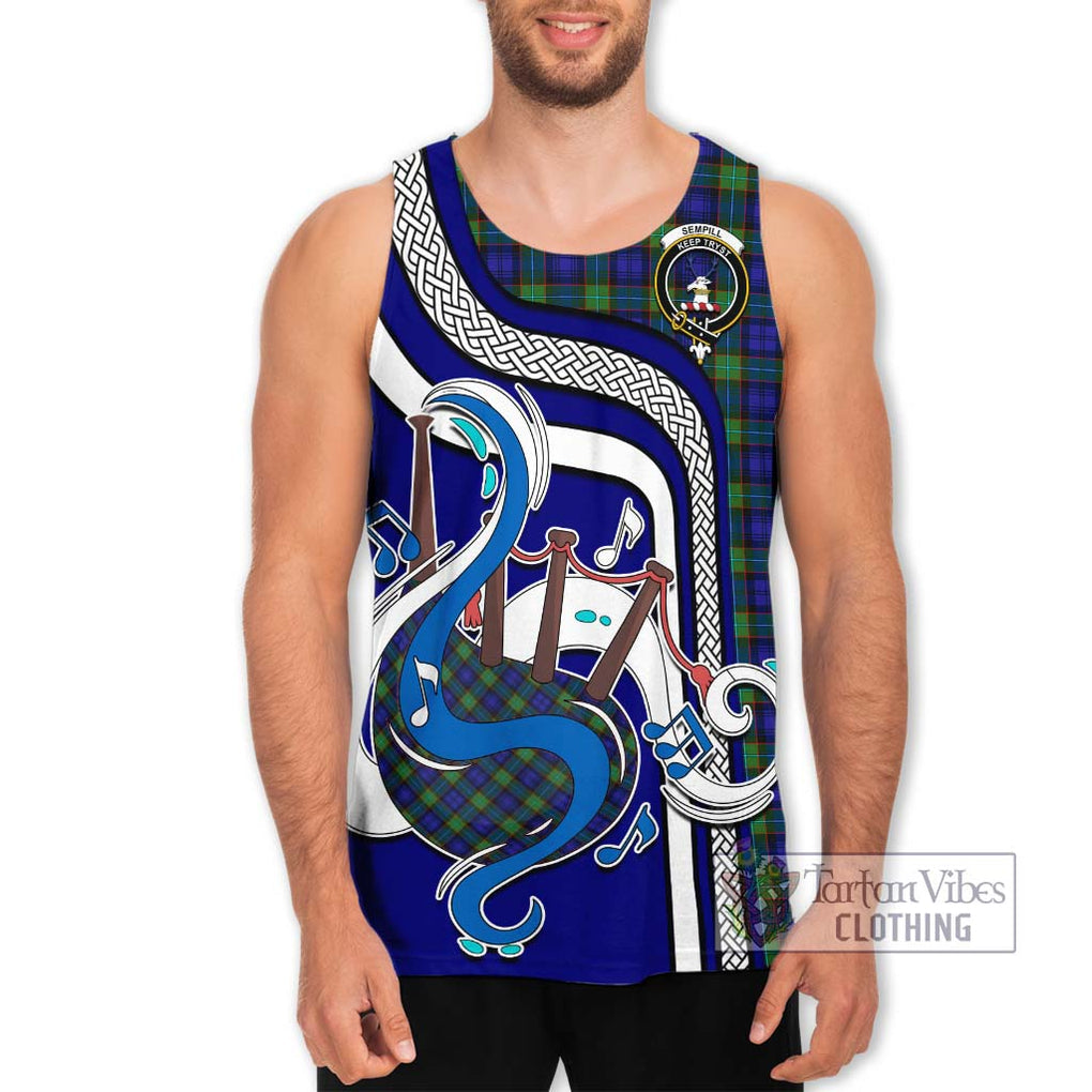 Sempill Modern Tartan Men's Tank Top with Epic Bagpipe Style Men - Tartanvibesclothing Shop