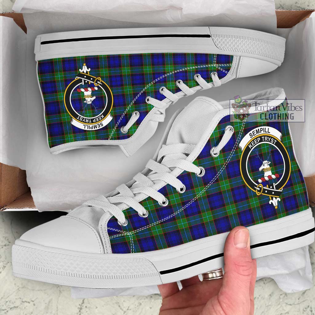 Tartan Vibes Clothing Sempill Modern Tartan High Top Shoes with Family Crest