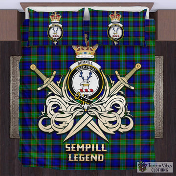 Sempill Modern Tartan Bedding Set with Clan Crest and the Golden Sword of Courageous Legacy