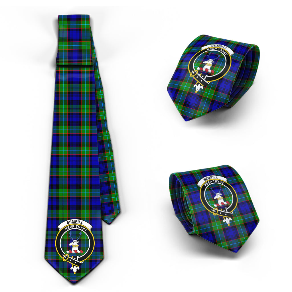 Sempill Modern Tartan Classic Necktie with Family Crest Necktie One Size - Tartan Vibes Clothing