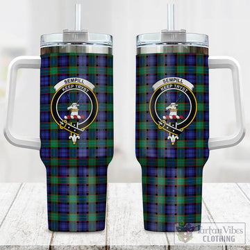 Sempill Modern Tartan and Family Crest Tumbler with Handle