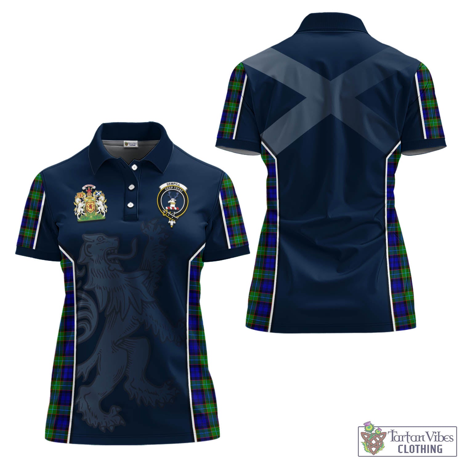 Sempill Modern Tartan Women's Polo Shirt with Family Crest and Lion Rampant Vibes Sport Style Women - Tartan Vibes Clothing