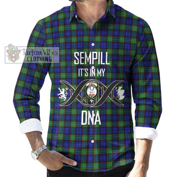 Sempill Modern Tartan Long Sleeve Button Shirt with Family Crest DNA In Me Style