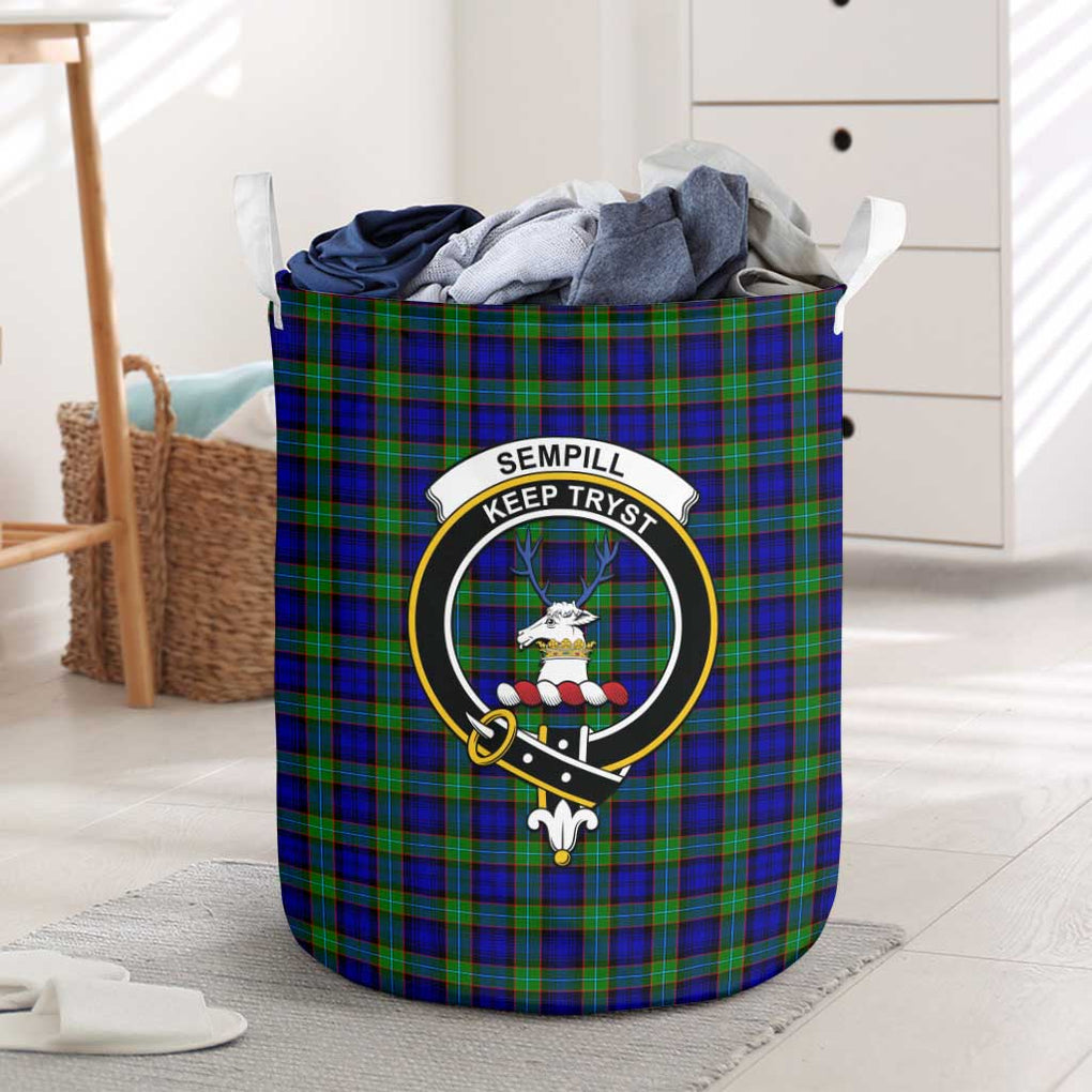 Sempill Modern Tartan Laundry Basket with Family Crest One Size - Tartanvibesclothing Shop