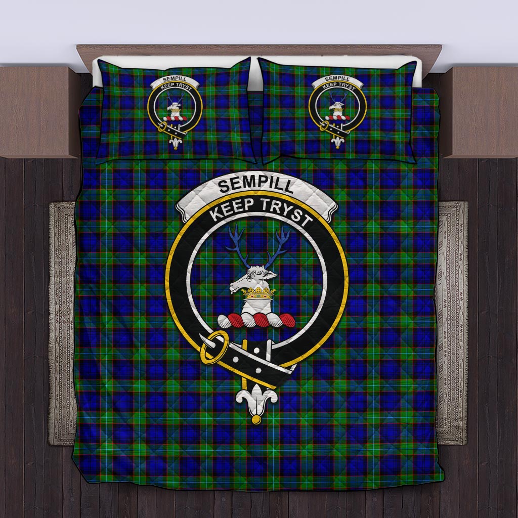 Sempill Modern Tartan Quilt Bed Set with Family Crest Twin - Tartan Vibes Clothing