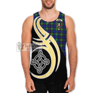 Sempill Modern Tartan Men's Tank Top with Family Crest and Celtic Symbol Style