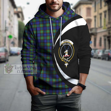 Sempill Modern Tartan Hoodie with Family Crest Circle Style