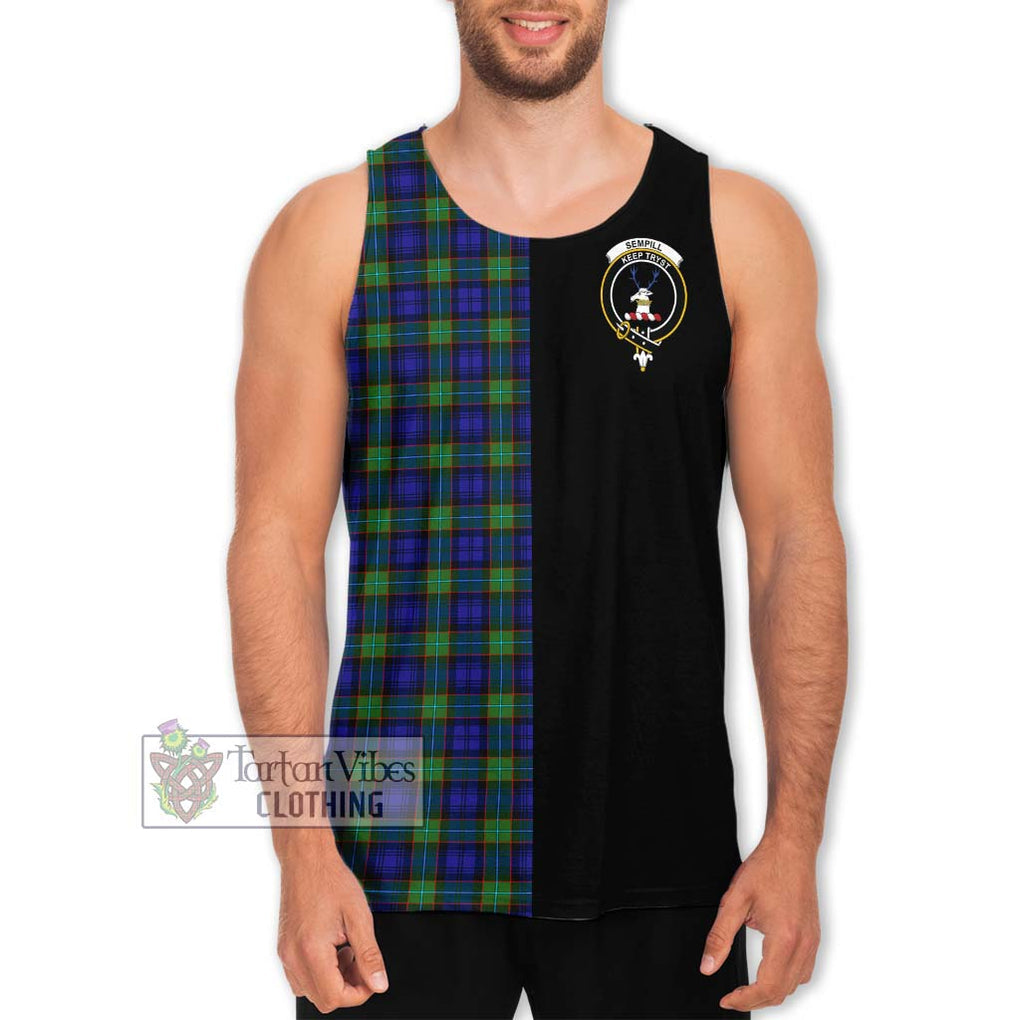 Sempill Modern Tartan Men's Tank Top with Family Crest and Half Of Me Style Men - Tartanvibesclothing Shop