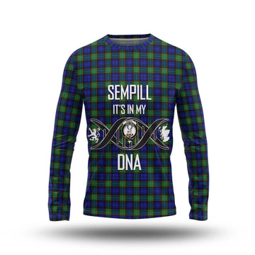 Sempill Modern Tartan Long Sleeve T-Shirt with Family Crest DNA In Me Style