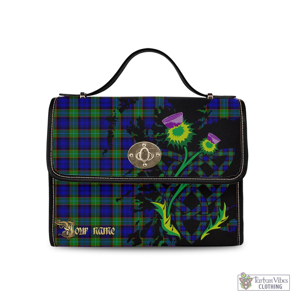 Tartan Vibes Clothing Sempill Modern Tartan Waterproof Canvas Bag with Scotland Map and Thistle Celtic Accents