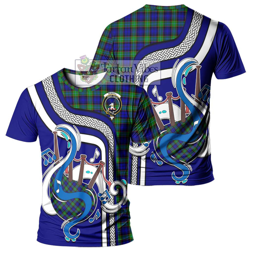 Sempill Modern Tartan T-Shirt with Epic Bagpipe Style - Tartanvibesclothing Shop