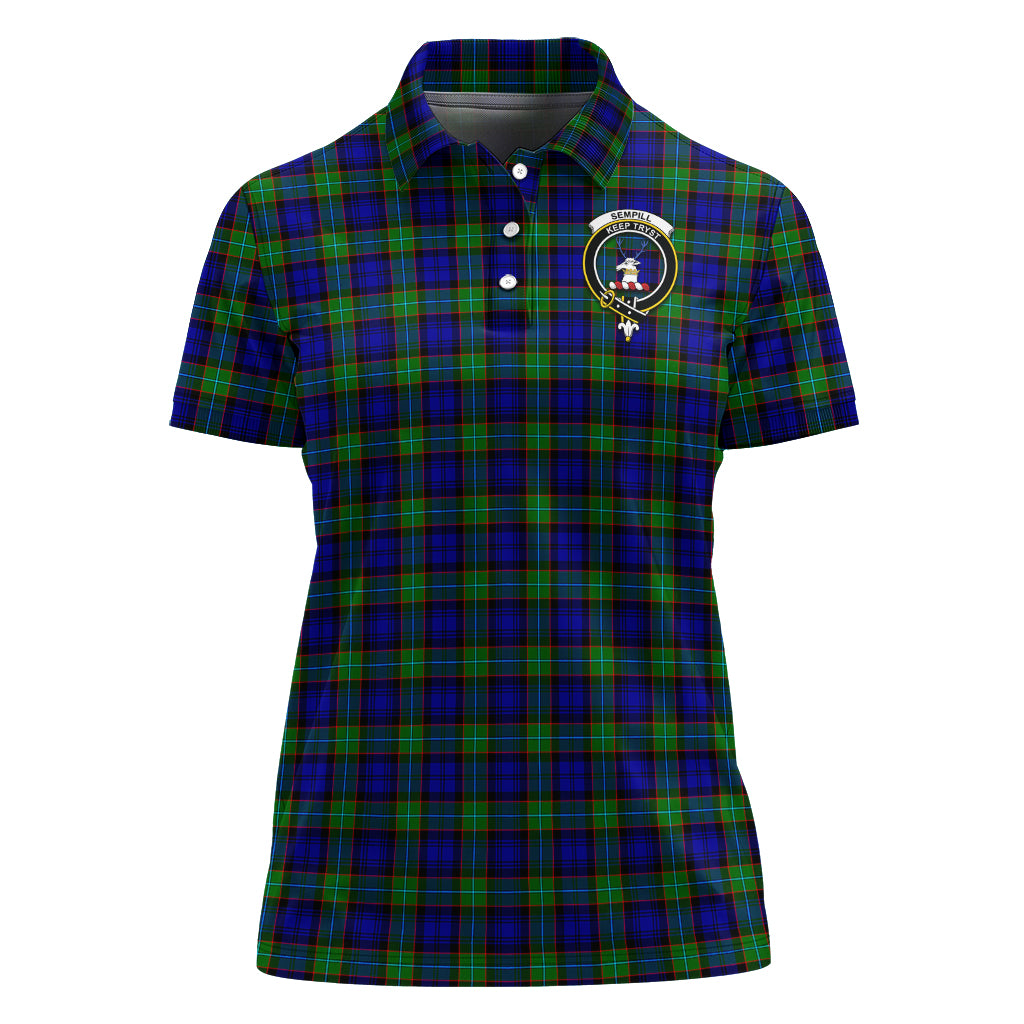 Sempill Modern Tartan Polo Shirt with Family Crest For Women - Tartan Vibes Clothing