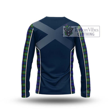 Sempill Modern Tartan Long Sleeve T-Shirt with Family Crest and Lion Rampant Vibes Sport Style