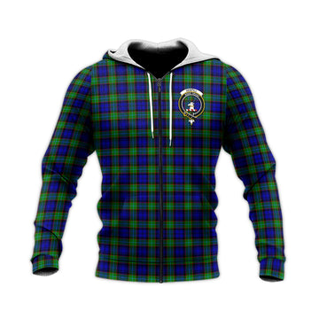 Sempill Modern Tartan Knitted Hoodie with Family Crest