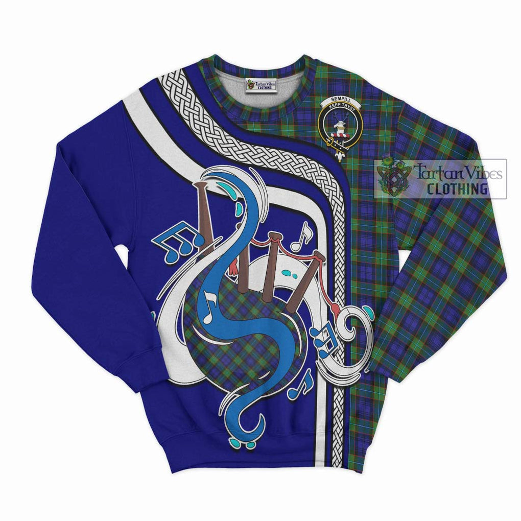 Tartan Vibes Clothing Sempill Modern Tartan Sweatshirt with Epic Bagpipe Style