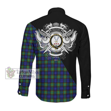 Sempill Modern Tartan Long Sleeve Button Shirt with Family Crest and Military Logo Style