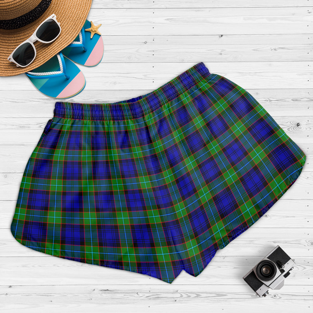 sempill-modern-tartan-womens-shorts-with-family-crest