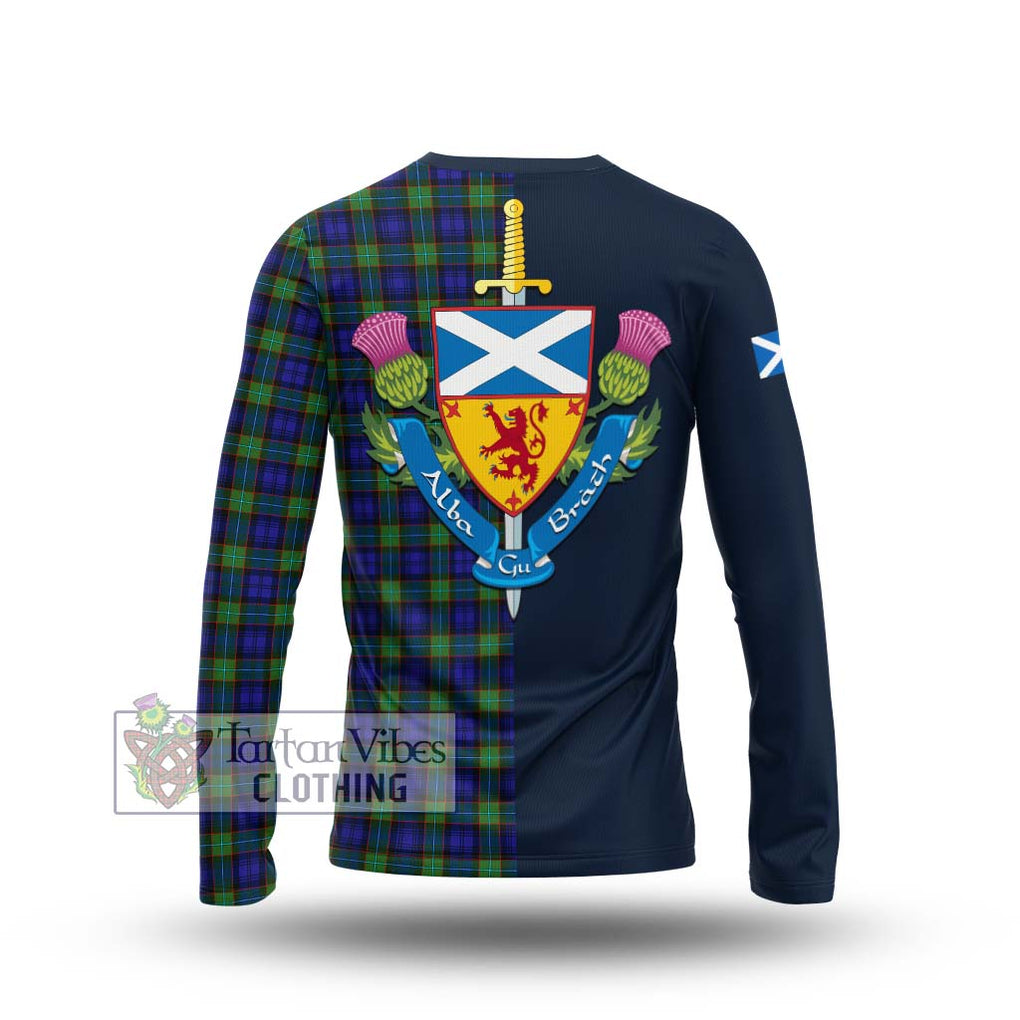 Tartan Vibes Clothing Sempill Modern Tartan Long Sleeve T-Shirt with Scottish Lion Royal Arm Half Style