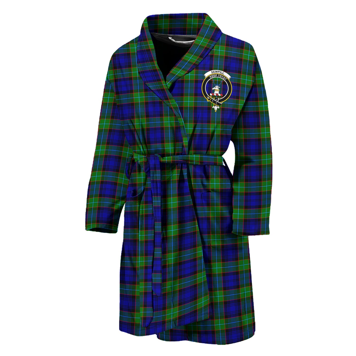 Sempill Modern Tartan Bathrobe with Family Crest Unisex M - Tartan Vibes Clothing