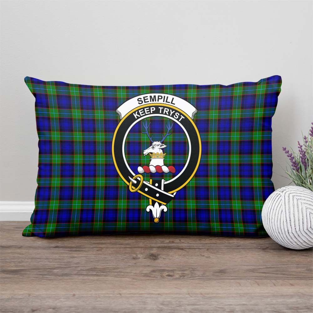 Sempill Modern Tartan Pillow Cover with Family Crest Rectangle Pillow Cover - Tartanvibesclothing