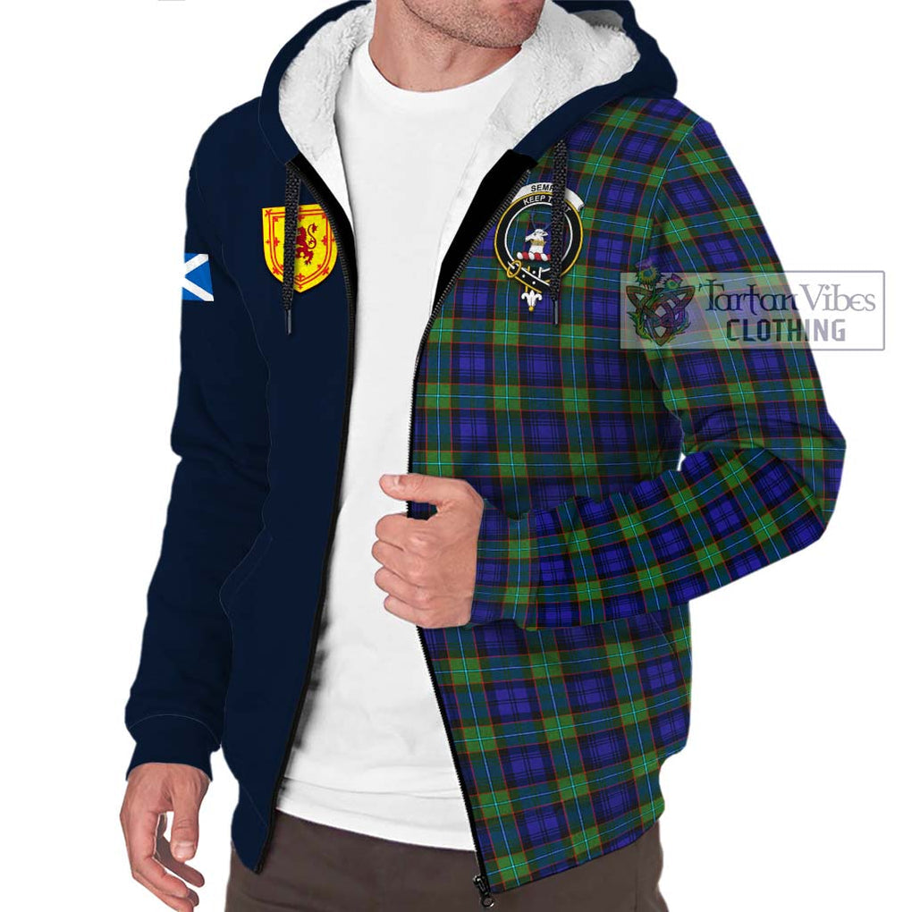 Tartan Vibes Clothing Sempill Modern Tartan Sherpa Hoodie with Scottish Lion Royal Arm Half Style