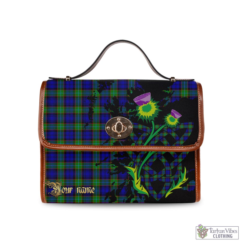 Tartan Vibes Clothing Sempill Modern Tartan Waterproof Canvas Bag with Scotland Map and Thistle Celtic Accents