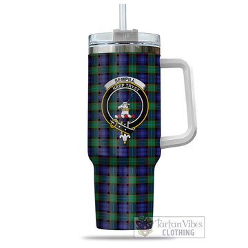 Sempill Modern Tartan and Family Crest Tumbler with Handle