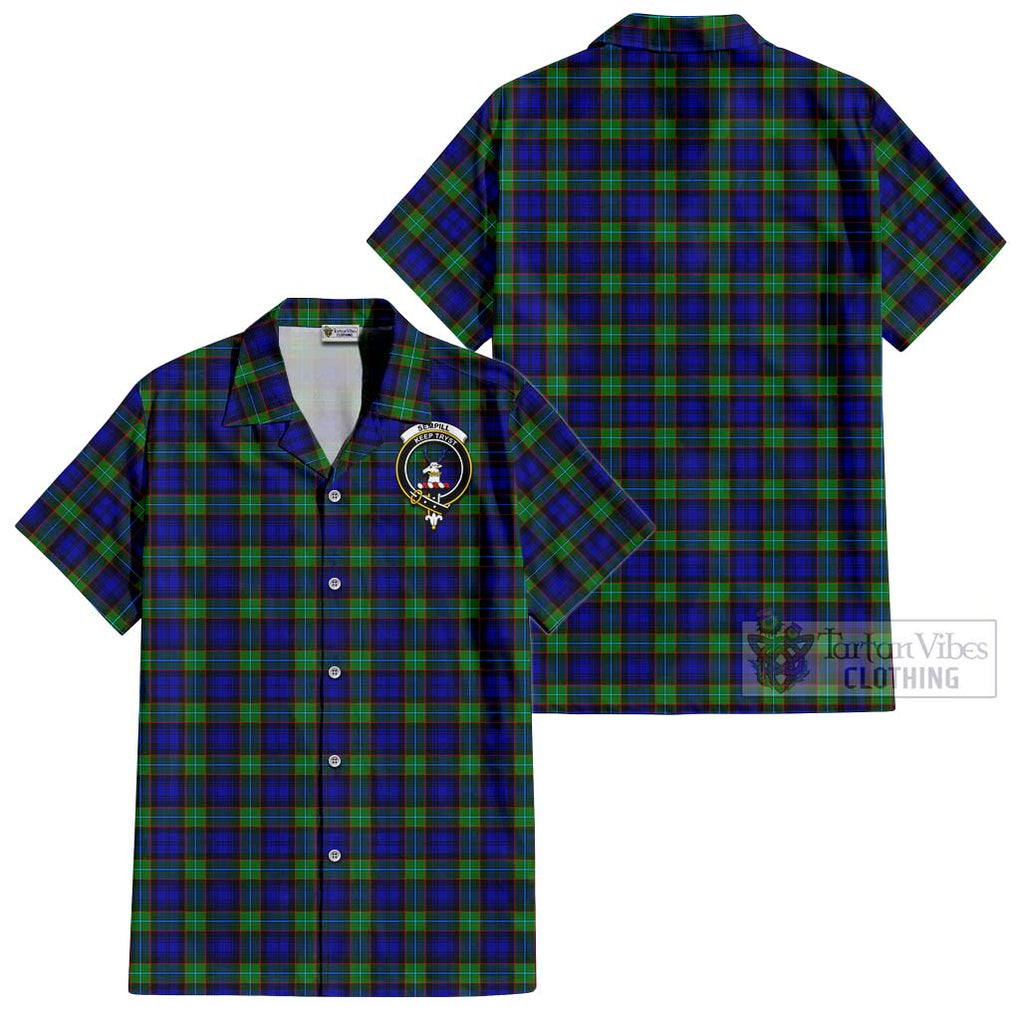 Sempill Modern Tartan Cotton Hawaiian Shirt with Family Crest Kid - Tartan Vibes Clothing