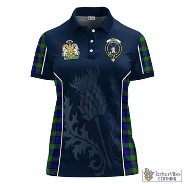 Sempill Modern Tartan Women's Polo Shirt with Family Crest and Scottish Thistle Vibes Sport Style