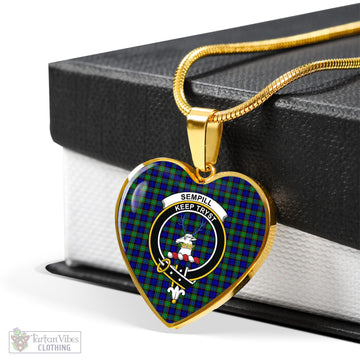 Sempill Modern Tartan Heart Necklace with Family Crest