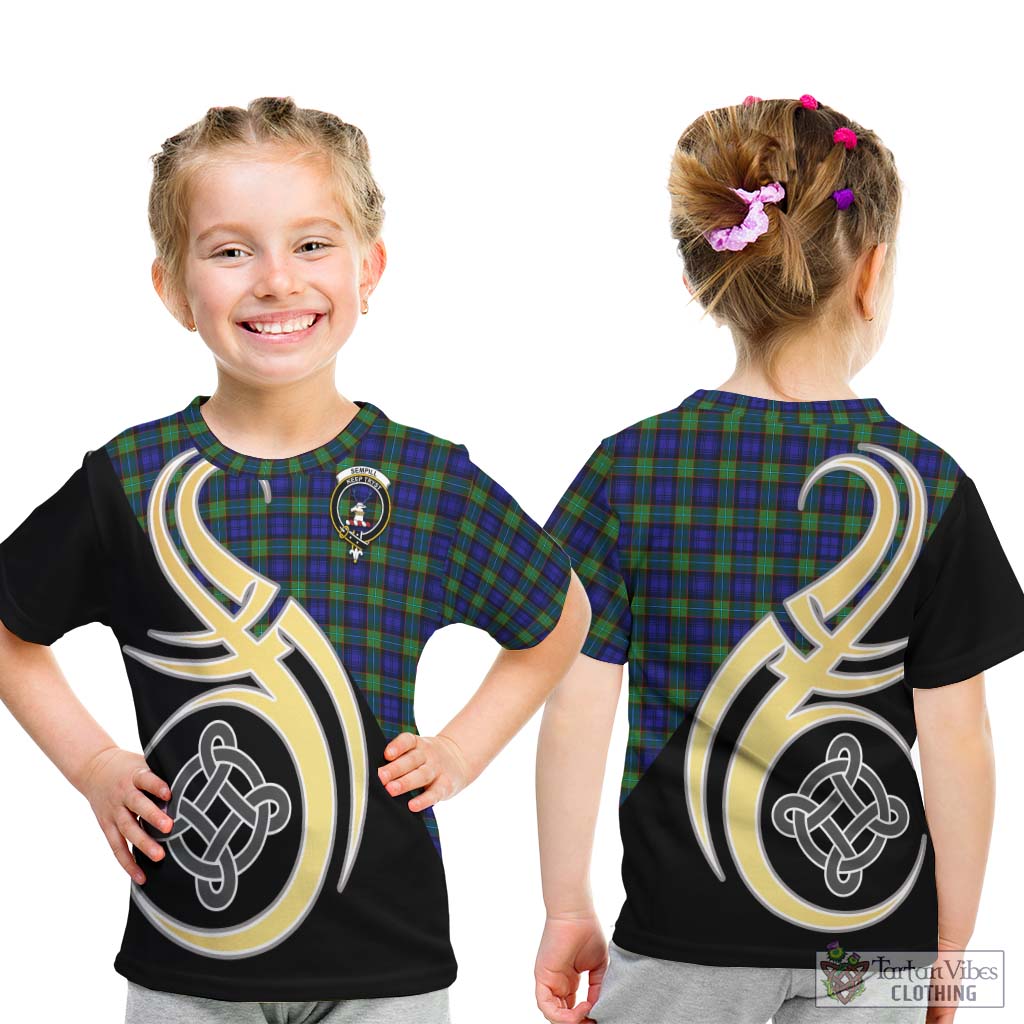 Sempill Modern Tartan Kid T-Shirt with Family Crest and Celtic Symbol Style - Tartan Vibes Clothing