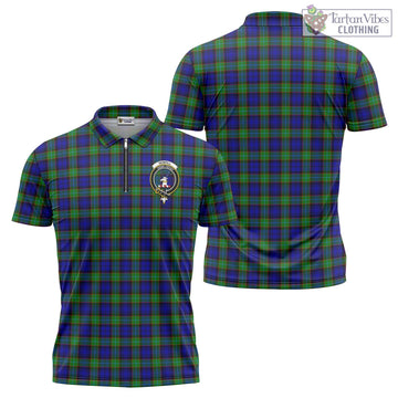 Sempill Modern Tartan Zipper Polo Shirt with Family Crest