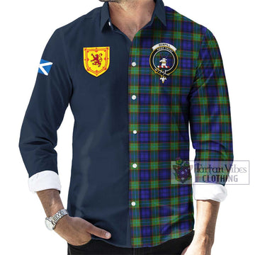 Sempill Modern Tartan Long Sleeve Button Shirt Alba with Scottish Lion Royal Arm Half Style