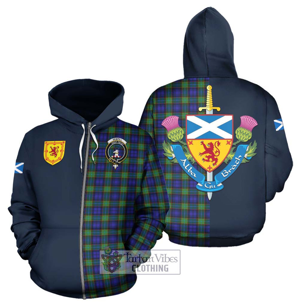 Tartan Vibes Clothing Sempill Modern Tartan Hoodie with Scottish Lion Royal Arm Half Style