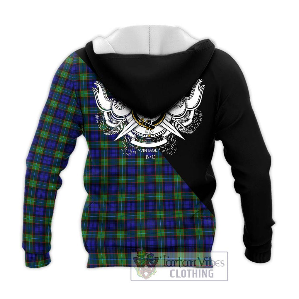 Sempill Modern Tartan Knitted Hoodie with Family Crest and Military Logo Style - Tartanvibesclothing Shop