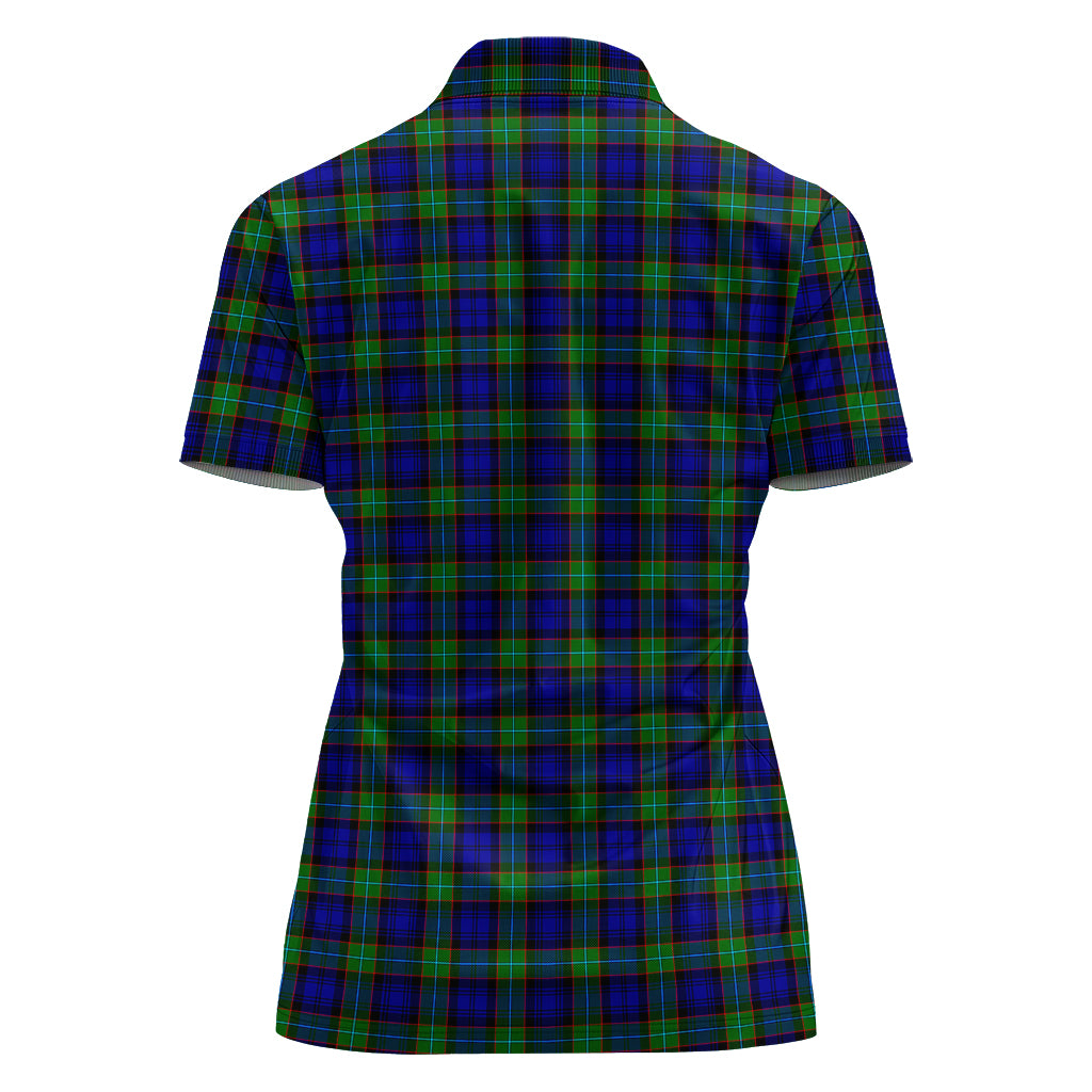 Sempill Modern Tartan Polo Shirt with Family Crest For Women - Tartan Vibes Clothing