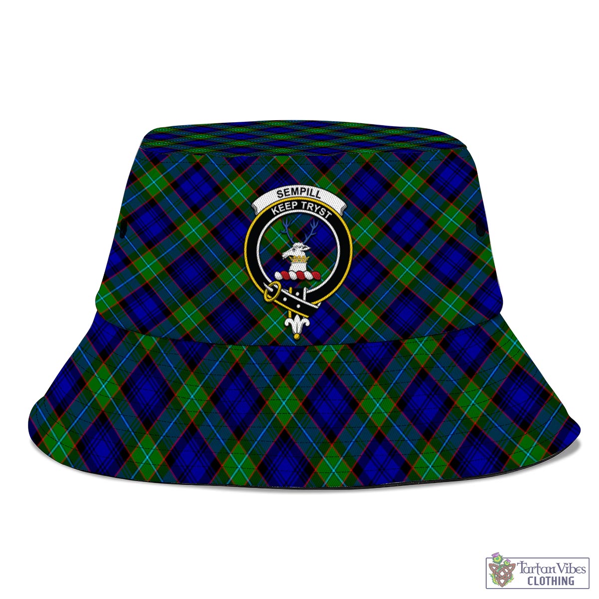 Tartan Vibes Clothing Sempill Modern Tartan Bucket Hat with Family Crest