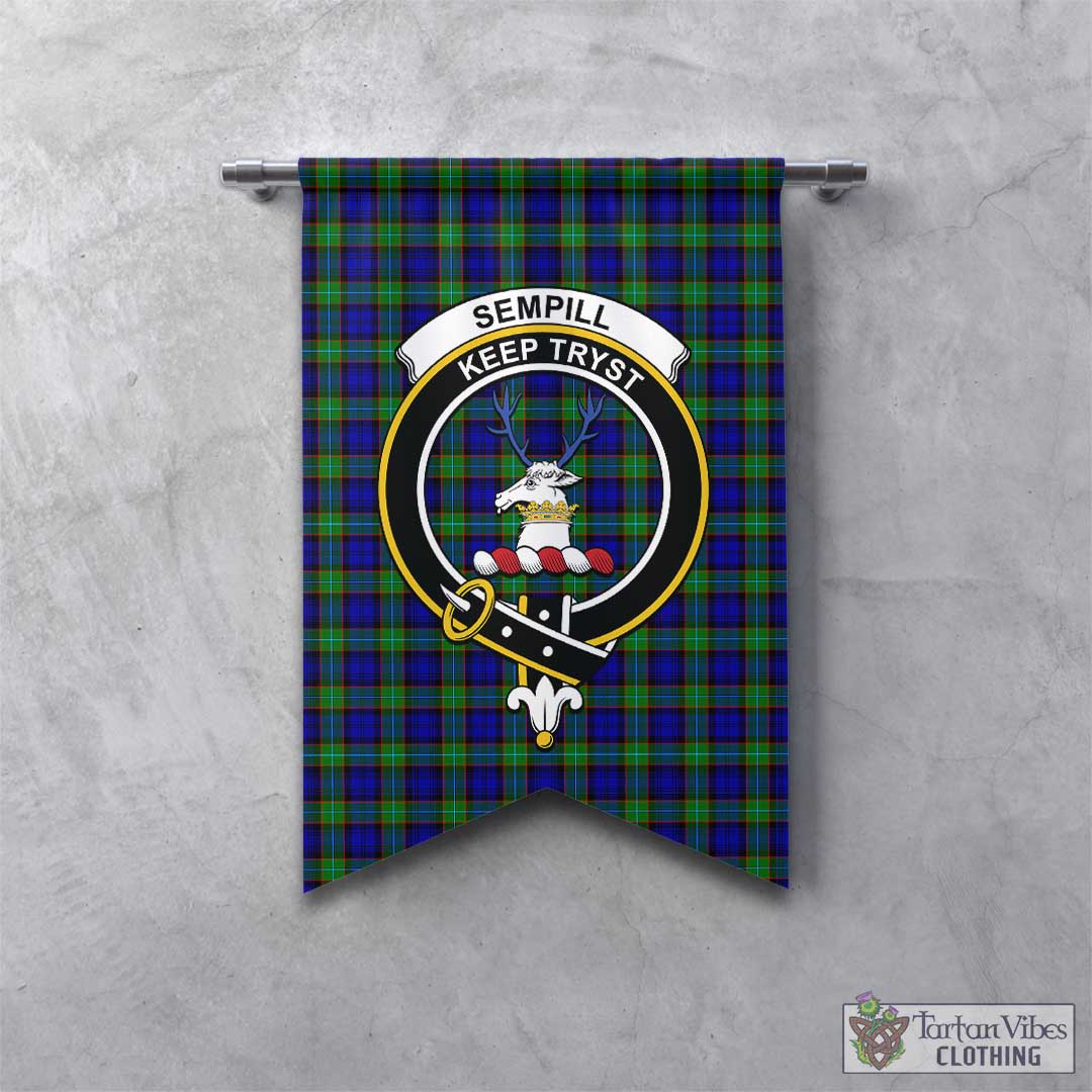 Tartan Vibes Clothing Sempill Modern Tartan Gonfalon, Tartan Banner with Family Crest