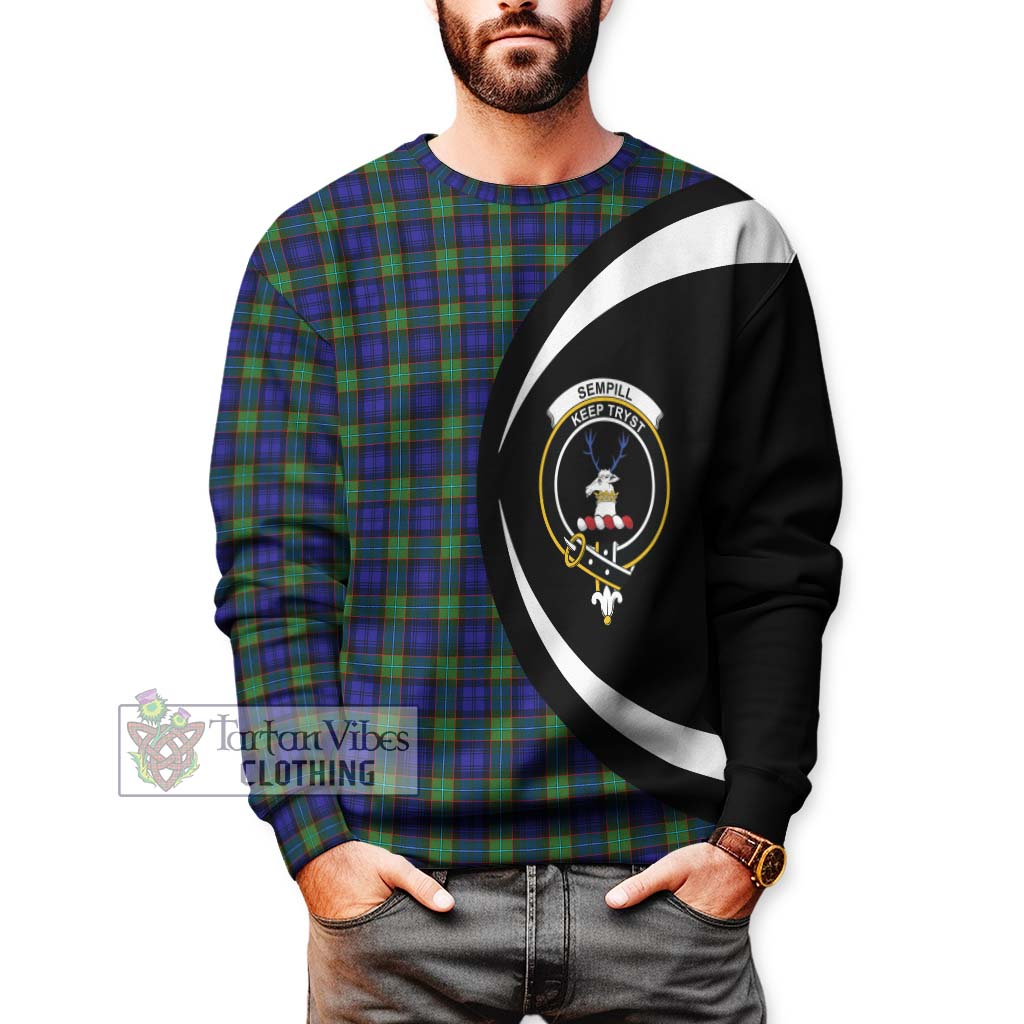 Sempill Modern Tartan Sweatshirt with Family Crest Circle Style - Tartan Vibes Clothing