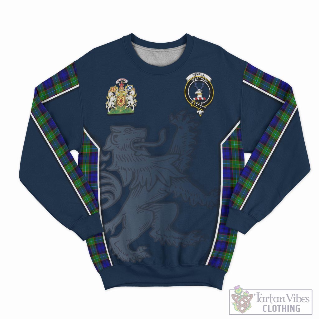 Tartan Vibes Clothing Sempill Modern Tartan Sweater with Family Crest and Lion Rampant Vibes Sport Style