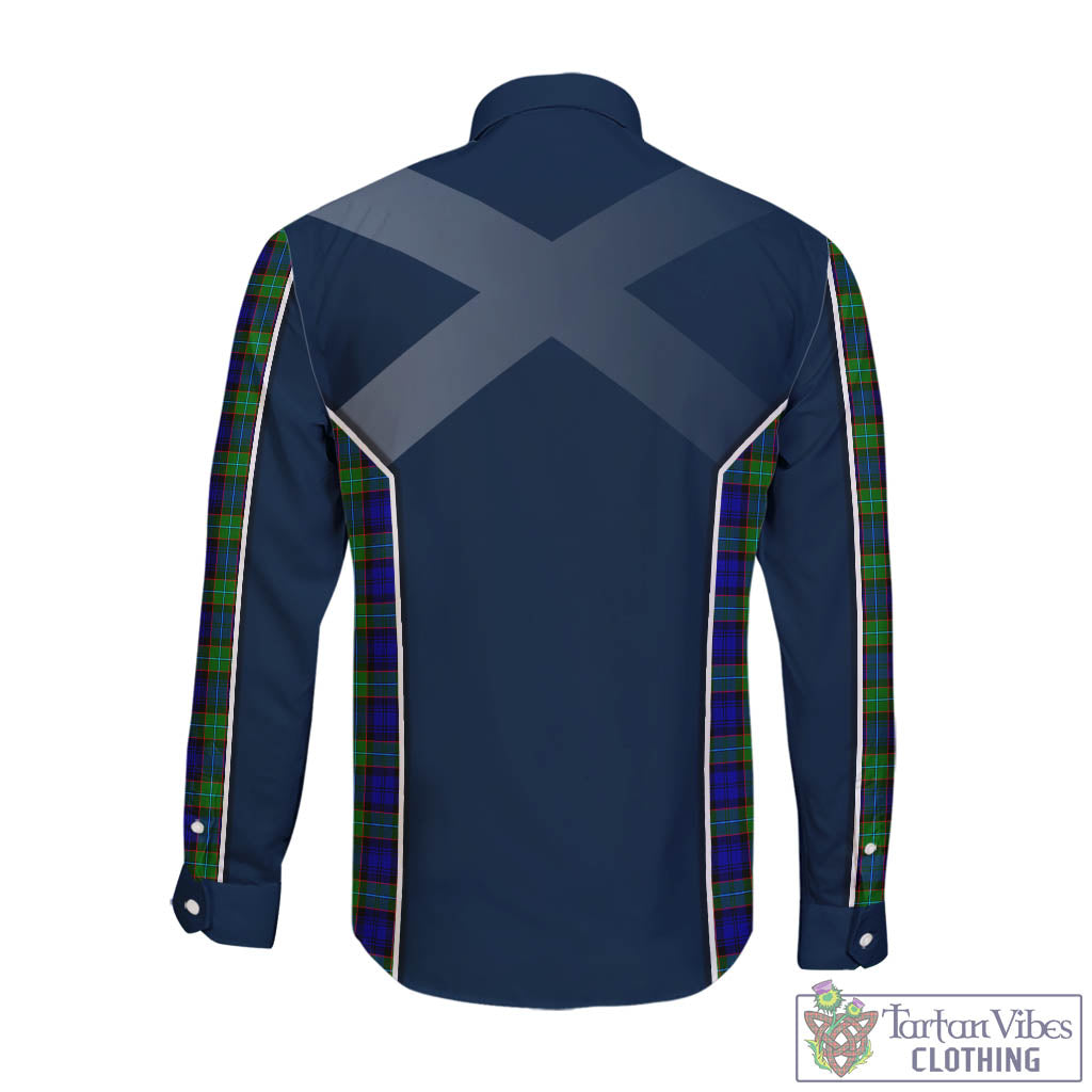 Tartan Vibes Clothing Sempill Modern Tartan Long Sleeve Button Up Shirt with Family Crest and Scottish Thistle Vibes Sport Style