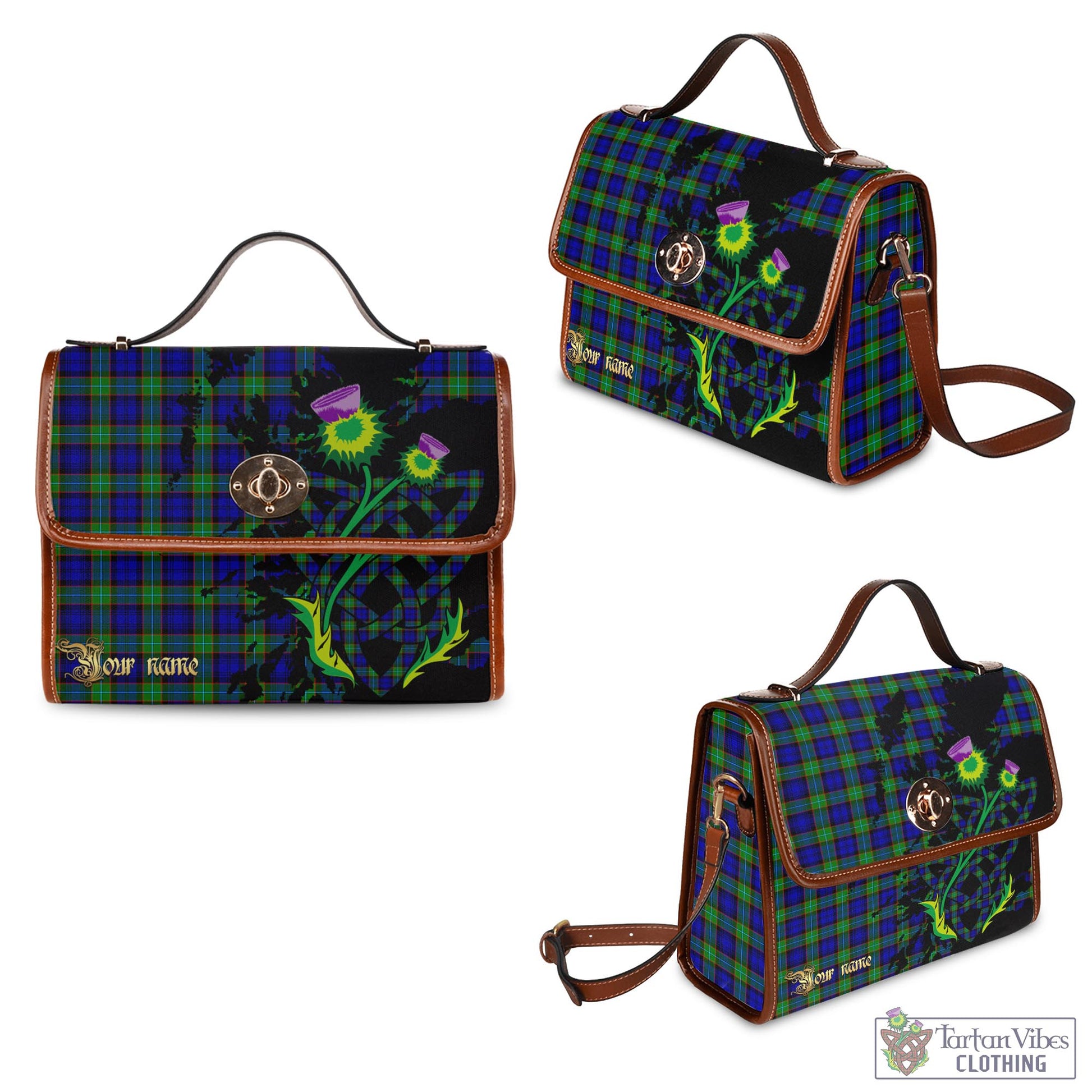 Tartan Vibes Clothing Sempill Modern Tartan Waterproof Canvas Bag with Scotland Map and Thistle Celtic Accents