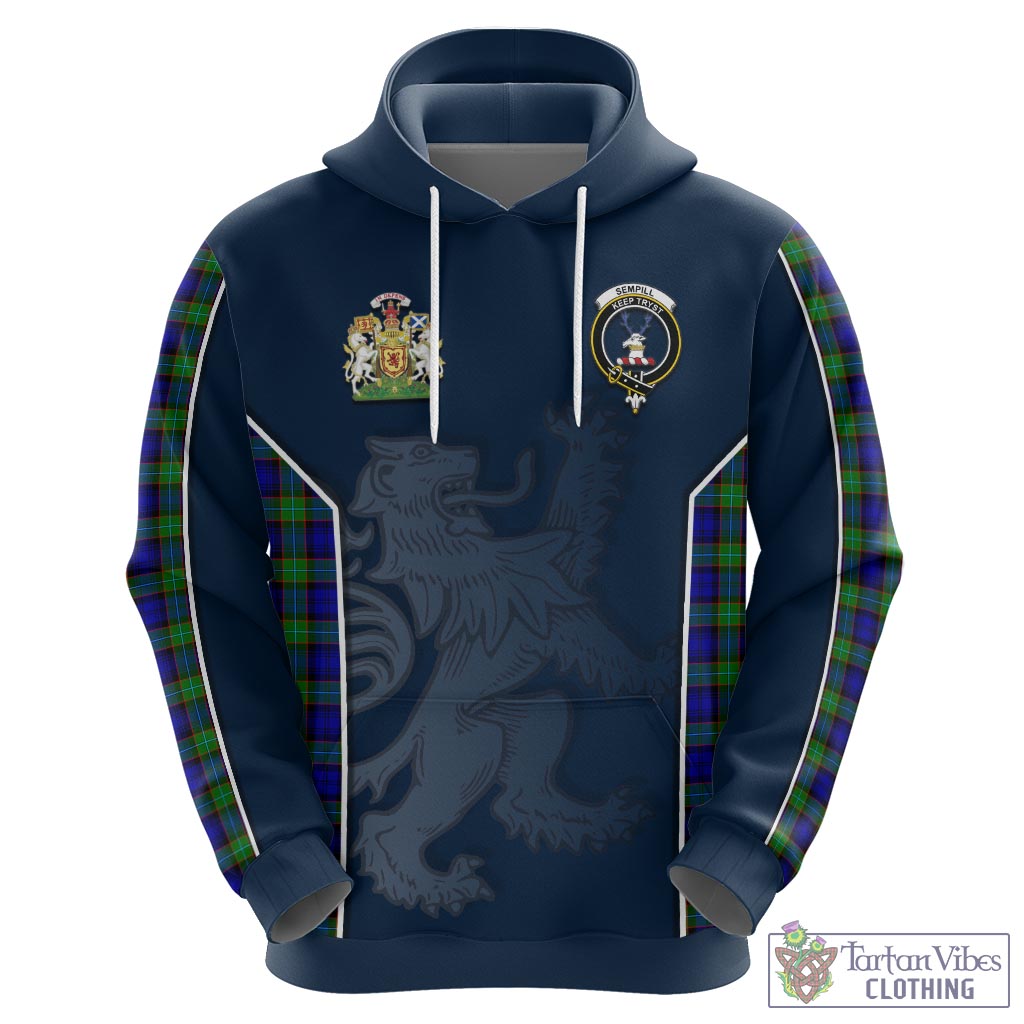 Tartan Vibes Clothing Sempill Modern Tartan Hoodie with Family Crest and Lion Rampant Vibes Sport Style