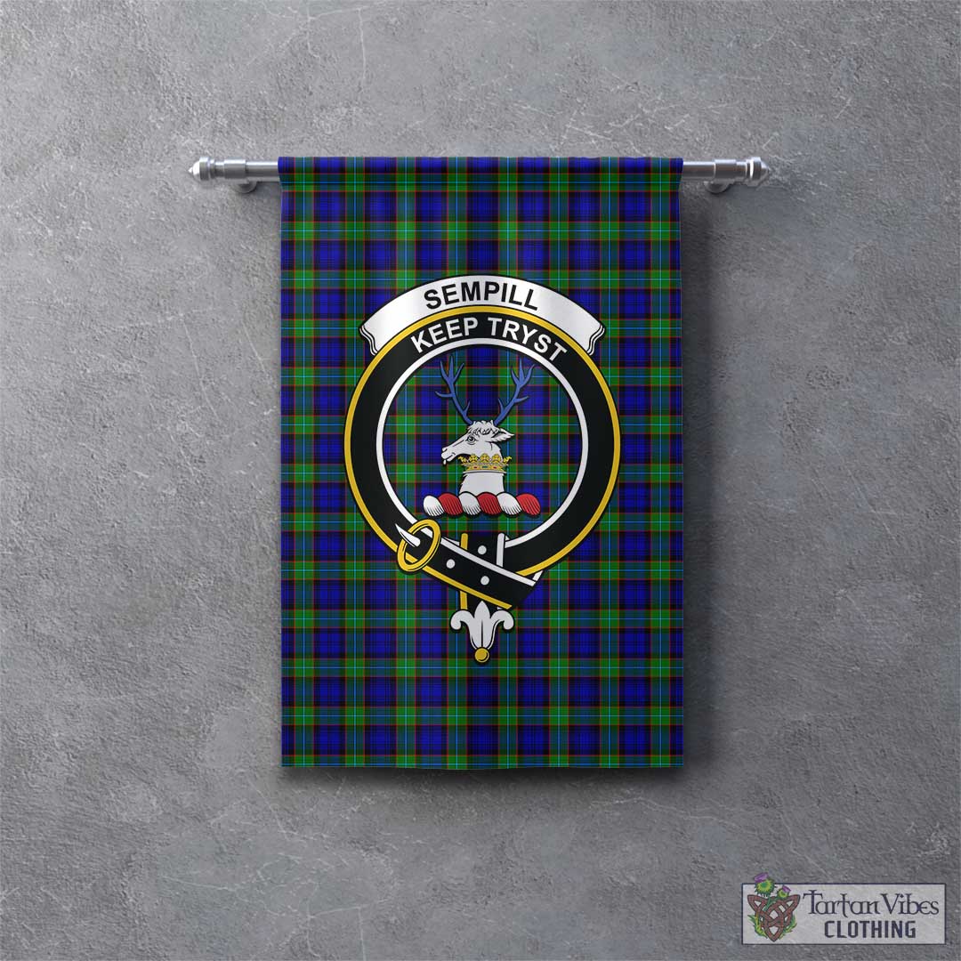 Tartan Vibes Clothing Sempill Modern Tartan Gonfalon, Tartan Banner with Family Crest