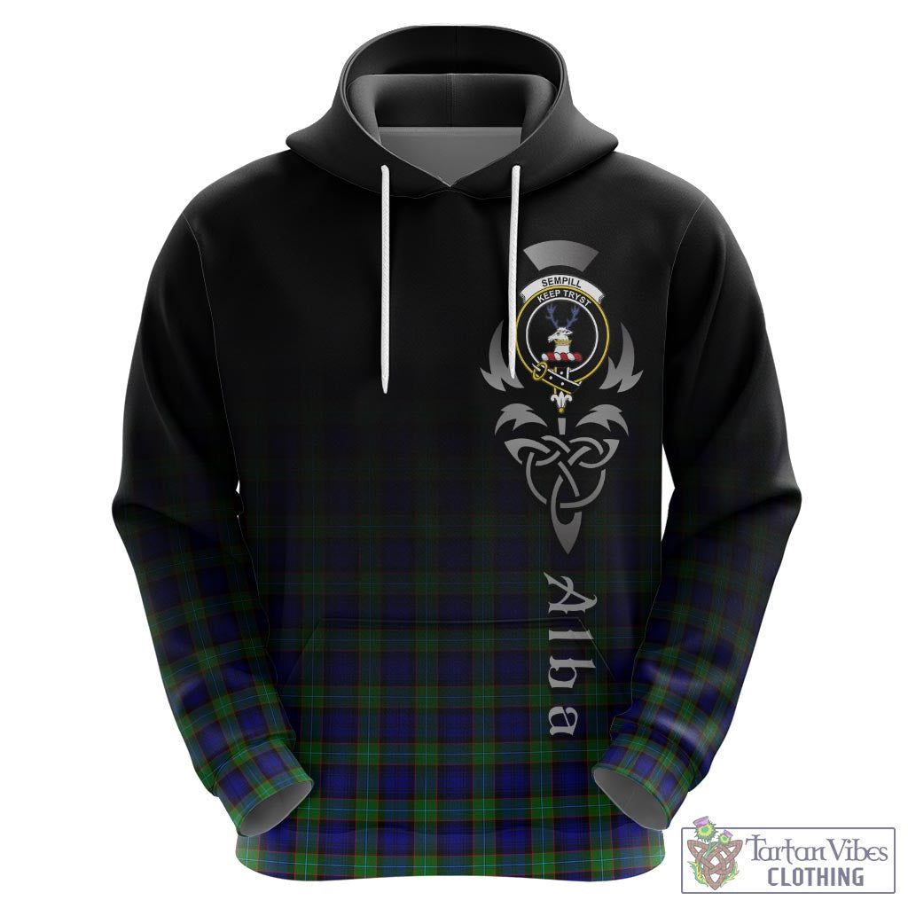 Tartan Vibes Clothing Sempill Modern Tartan Hoodie Featuring Alba Gu Brath Family Crest Celtic Inspired