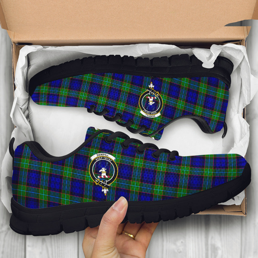 Sempill Modern Tartan Sneakers with Family Crest - Tartan Vibes Clothing